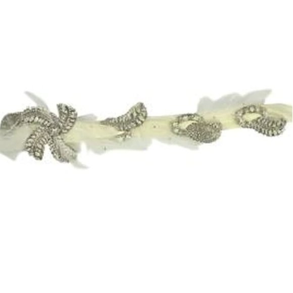MariaElena Feather & Crystal Ribbon Headband -Belt main image 3